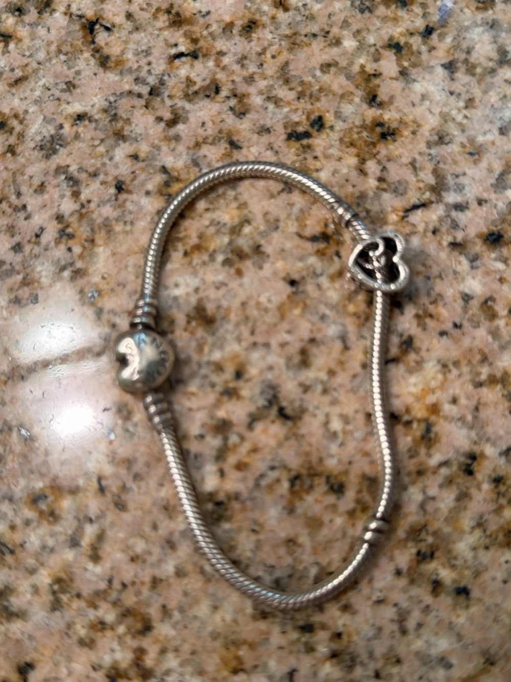 Pandora Silver Heart Clasp Snake Chain Bracelet - Silver